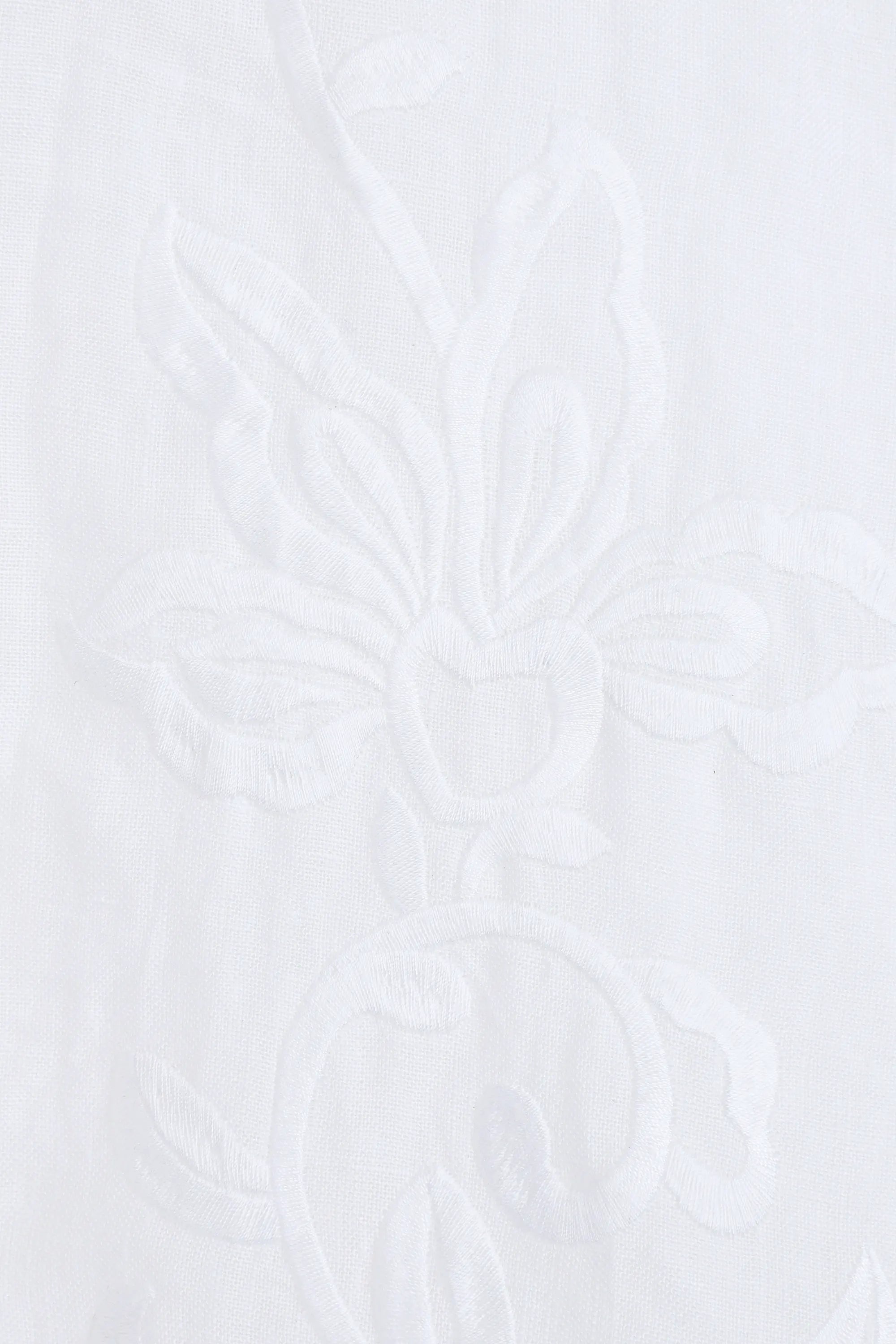 White Sheer Long-Sleeve Shirt with Embroidered Pocket product detail 1 – Elppis 1B5F09229WW