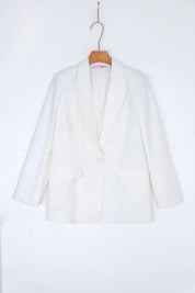 White Tailored Blazer with Beaded Floral Embroidery product detail 1 – Elppis 1J5F09293CM