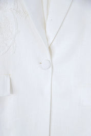 White Tailored Blazer with Beaded Floral Embroidery product detail 2 – Elppis 1J5F09293CM
