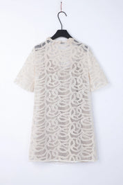 Cream Crochet Lace Fringe Mini Dress product detail 1 – Elppis 1J6K08714BN