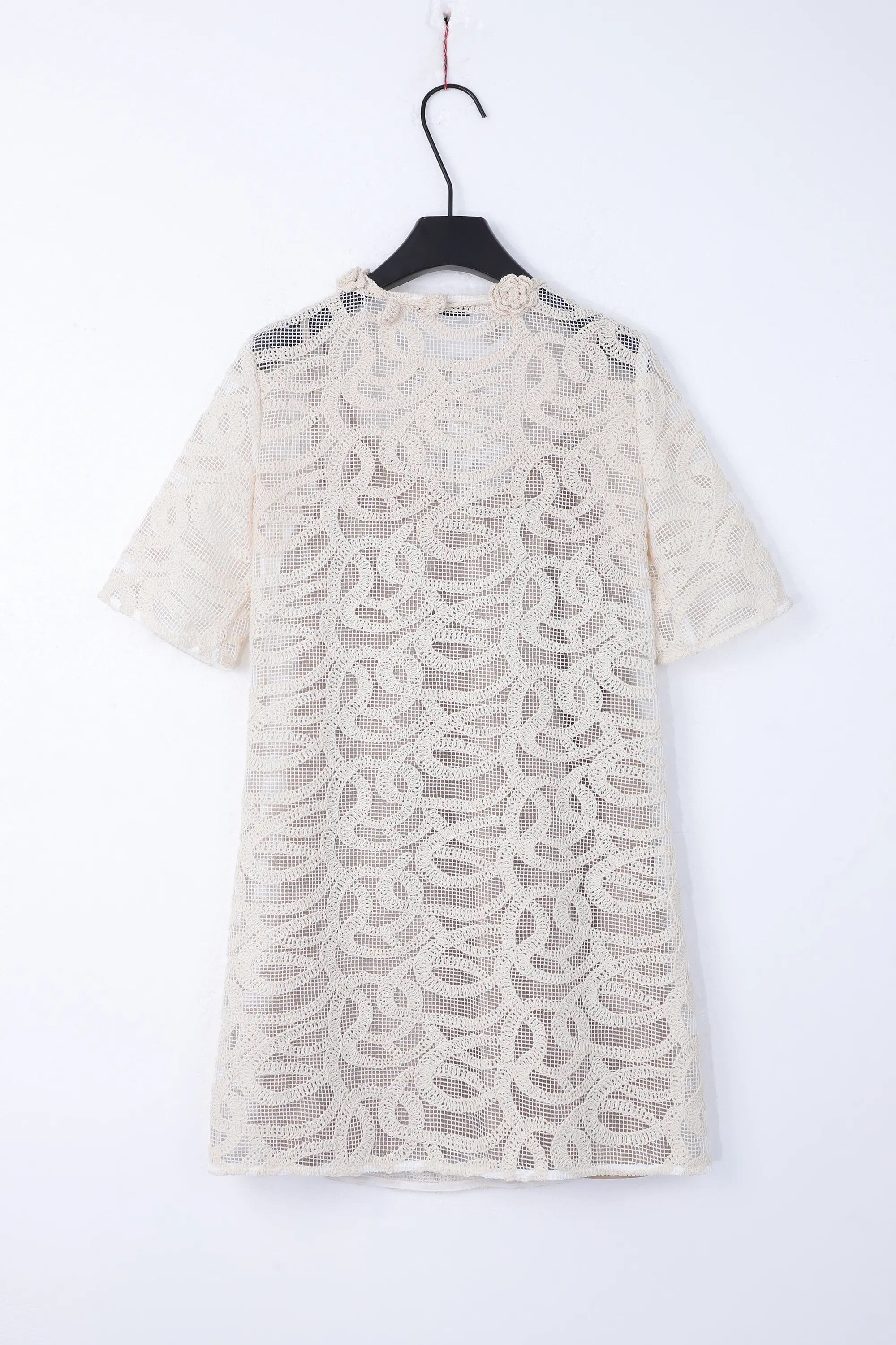 Cream Crochet Lace Fringe Mini Dress product detail 1 – Elppis 1J6K08714BN