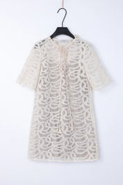 Cream Crochet Lace Fringe Mini Dress product detail 2 – Elppis 1J6K08714BN