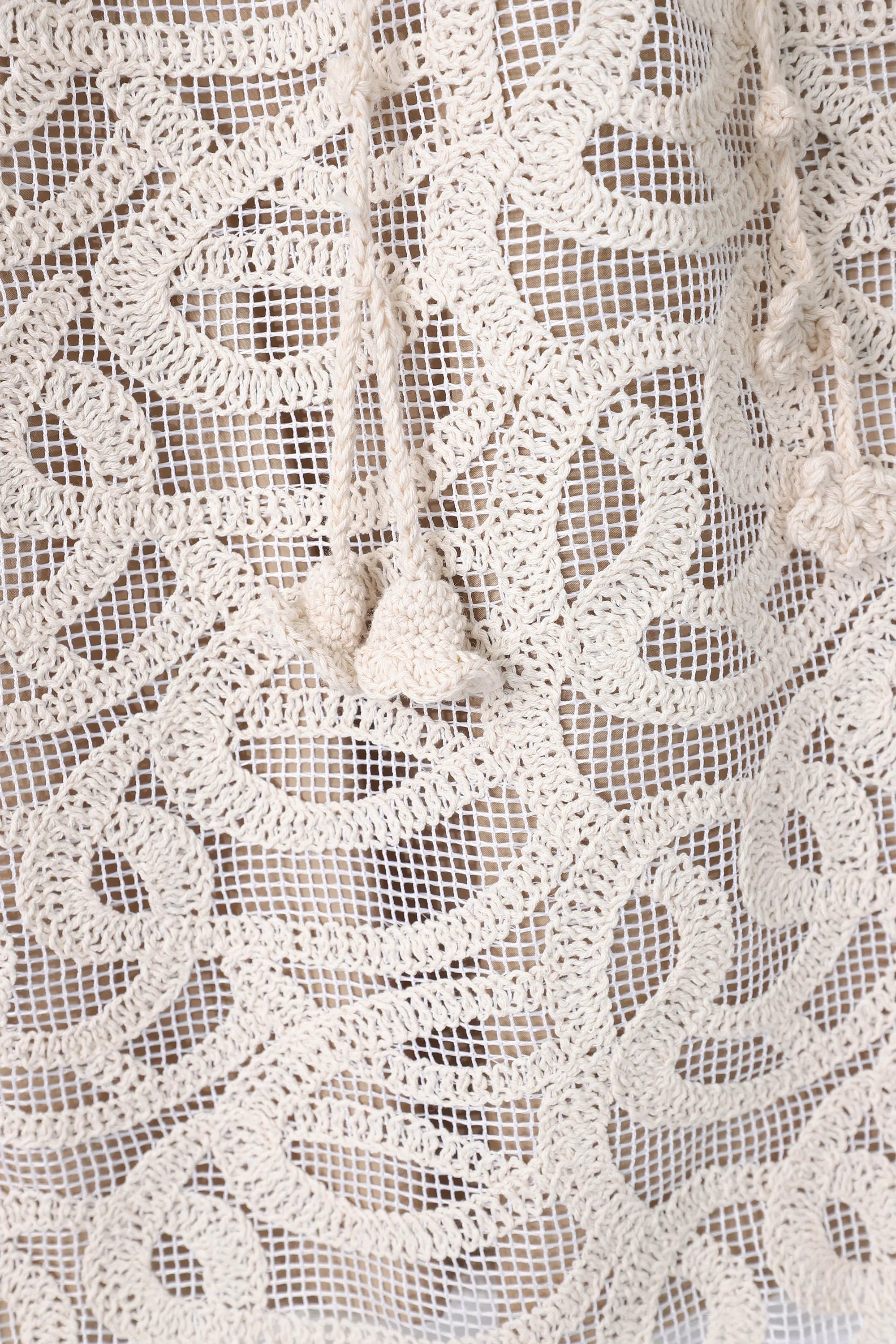 Cream Crochet Lace Fringe Mini Dress product detail 3 – Elppis 1J6K08714BN