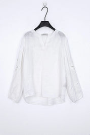 White Cotton Long-Sleeve Embroidered Blouse product view – Elppis 2B5F07012WW