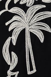 Black Sleeveless Shift Dress with Cream Palm Tree Embroidery product detail 3 – Elppis 2T5D02702JJ