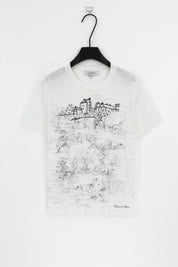White Oversized T-Shirt with Black Architectural Sketch Print product detail 1 – Elppis 3B5S05570WW