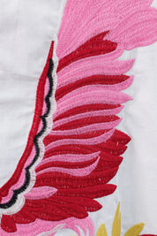 White Oversized Shirt with Free Me Hummingbird and Flamingo Tropical Embroidery product detail 3 – Elppis 3J5F01718BT