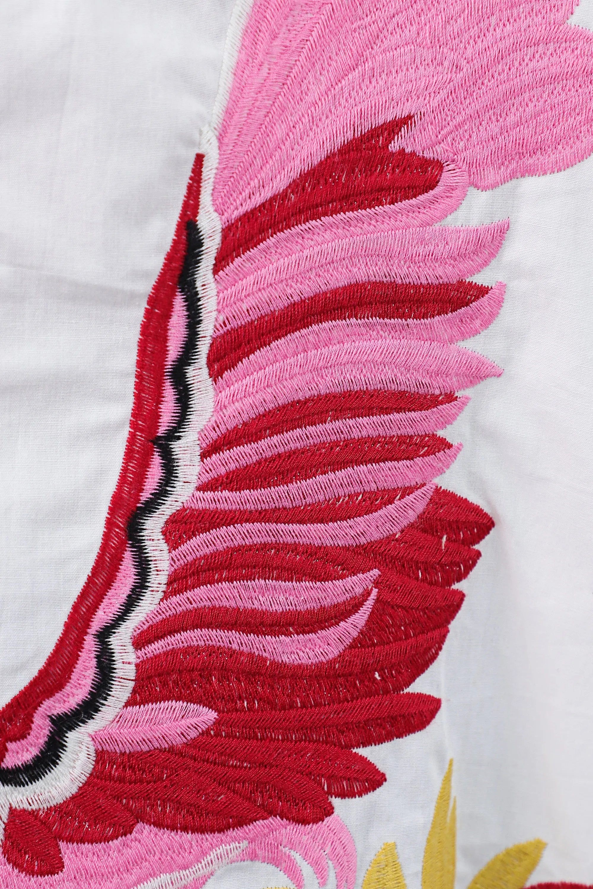 White Oversized Shirt with Free Me Hummingbird and Flamingo Tropical Embroidery product detail 3 – Elppis 3J5F01718BT