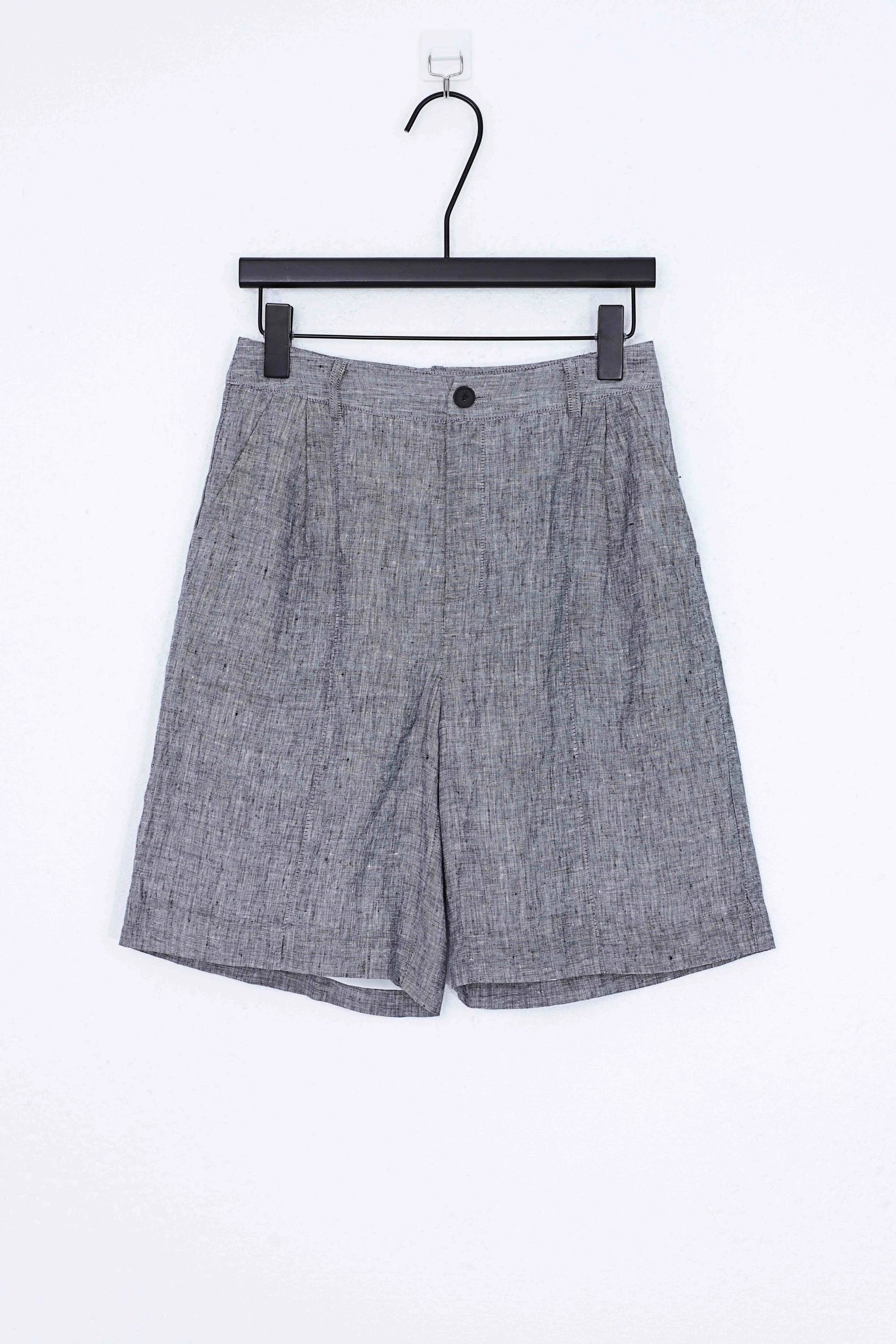 Grey Ramie-Cotton Blend Tailored Shorts product view – Elppis B4H3591WW