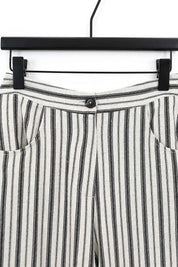 Beige Polyester Stripe Wide-Leg Pants — Product Detail 1