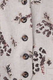 Beige Rayon Floral Embroidered Waistcoat — design detail 1