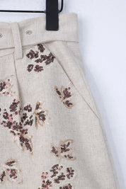 Beige Rayon Floral Embroidered Waistcoat — design detail 2