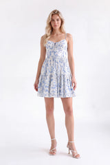 Blue and White Floral Broderie Anglaise Cami Mini Dress