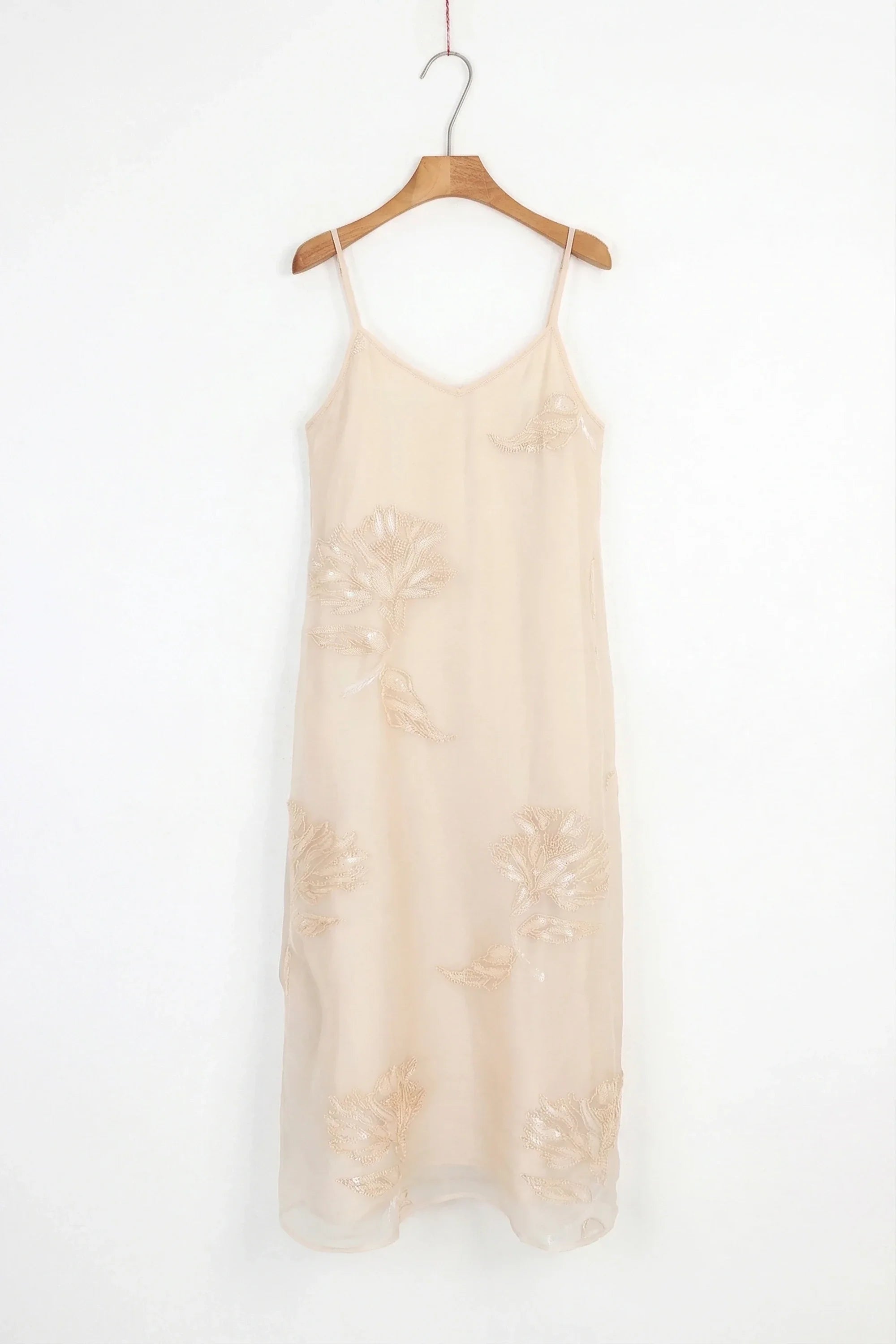 Elppis blush pink sheer midi slip dress product back view