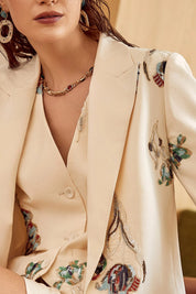 Elppis Cream Satin-Blend Shorts with Colorful Tulip Sequin Embroidery, editorial styling view on model — SKU 1J6G10824BN