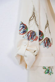 Elppis Cream Satin-Blend Shorts with Colorful Tulip Sequin Embroidery, product detail view — SKU 1J6G10824BN