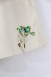 Elppis Cream Satin-Blend Shorts with Colorful Tulip Sequin Embroidery, product detail view — SKU 1J6G10824BN