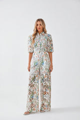 High-Waisted Floral Lace Wide-Leg Pants