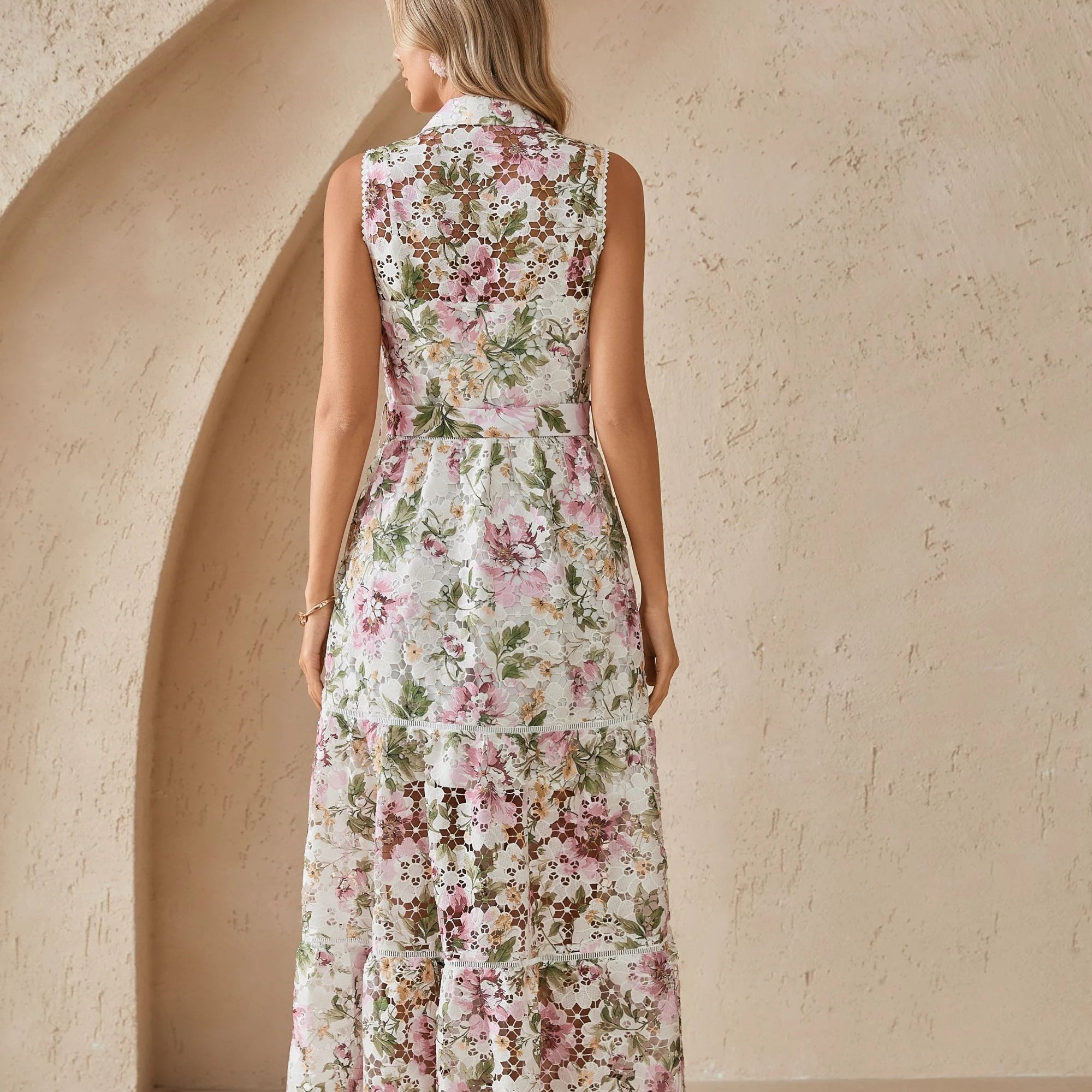 Elppis Floral Print Long Sleeve Shirt Dress, editorial styling view on model — SKU 1J5K09808BR