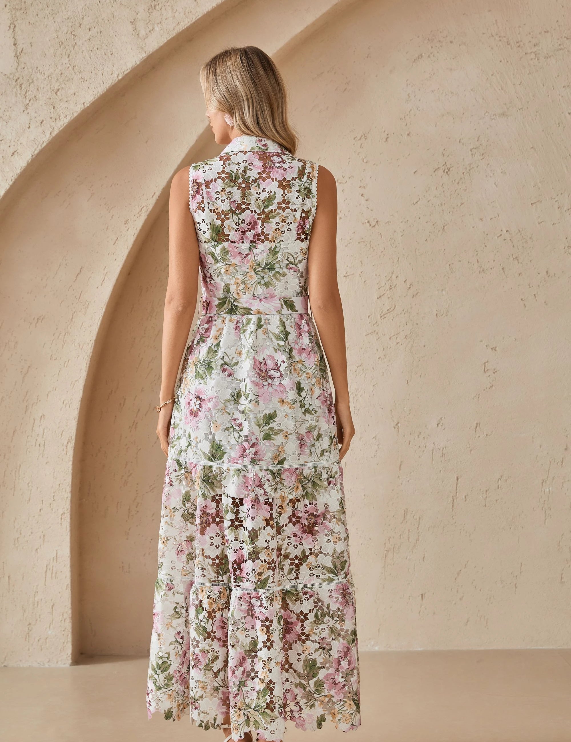 Elppis Floral Print Long Sleeve Shirt Dress, editorial styling view on model — SKU 1J5K09808BR