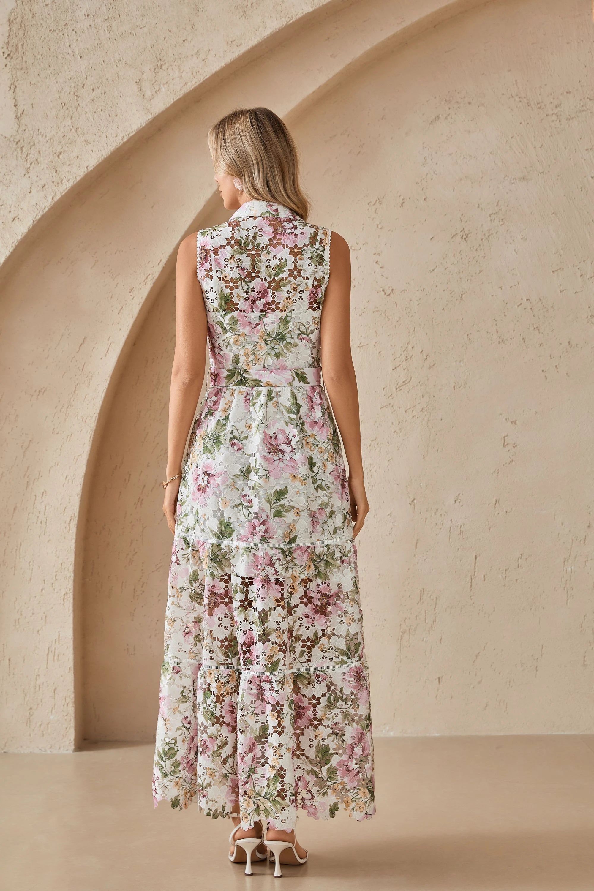 Elppis Floral Print Long Sleeve Shirt Dress, editorial styling view on model — SKU 1J5K09808BR