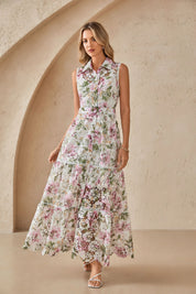 Elppis Floral Print Long Sleeve Shirt Dress, editorial styling view on model — SKU 1J5K09808BR