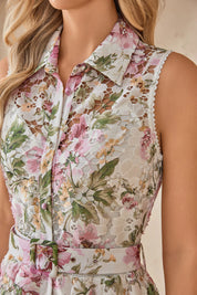 Elppis Floral Print Long Sleeve Shirt Dress, editorial styling view on model — SKU 1J5K09808BR