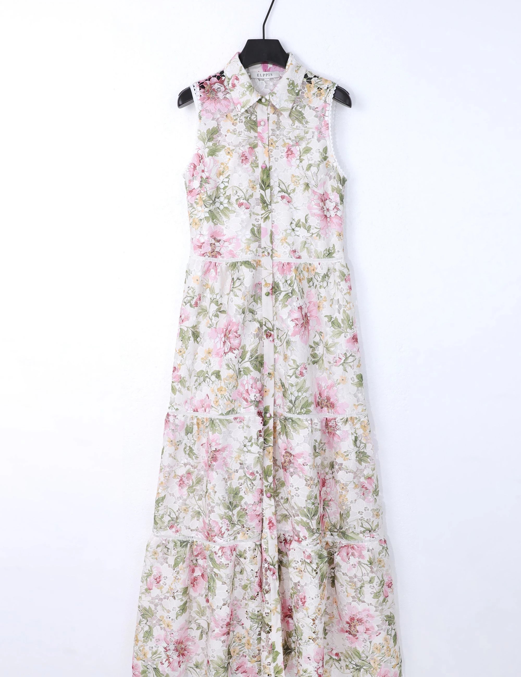 Elppis Floral Print Long Sleeve Shirt Dress, product packshot on white background — SKU 1J5K09808BR
