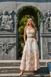 Elppis Floral Print Ramie Cropped Camisole, editorial styling view on model — SKU P4C6406BO