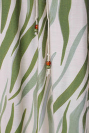 Elppis Green Abstract Stripe Beaded Halter Camisole beaded trim and stripe detail