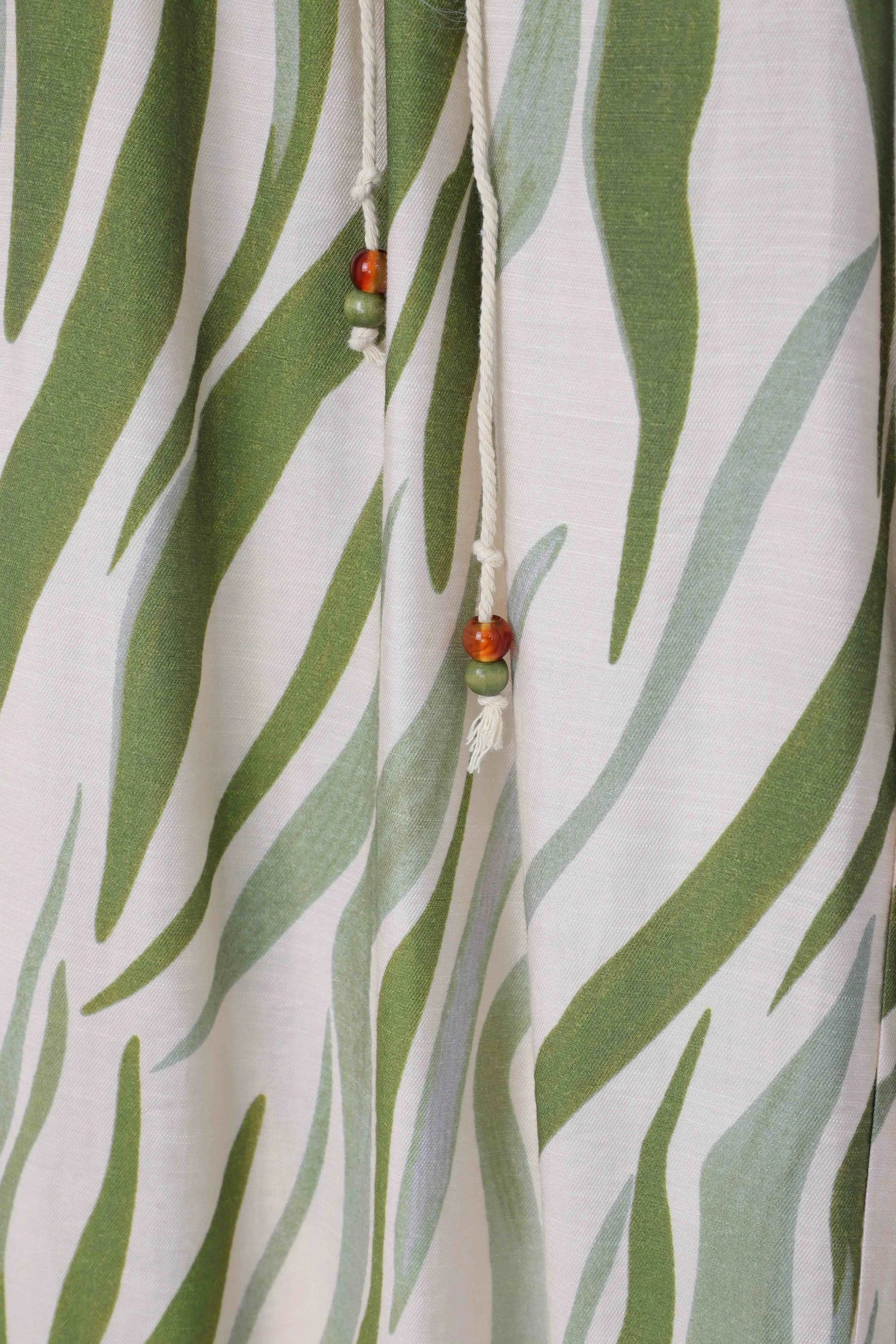 Elppis Green Abstract Stripe Beaded Halter Camisole beaded trim and stripe detail