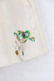 Ivory Floral-Embroidered Cotton-Blend Blazer — design detail 2