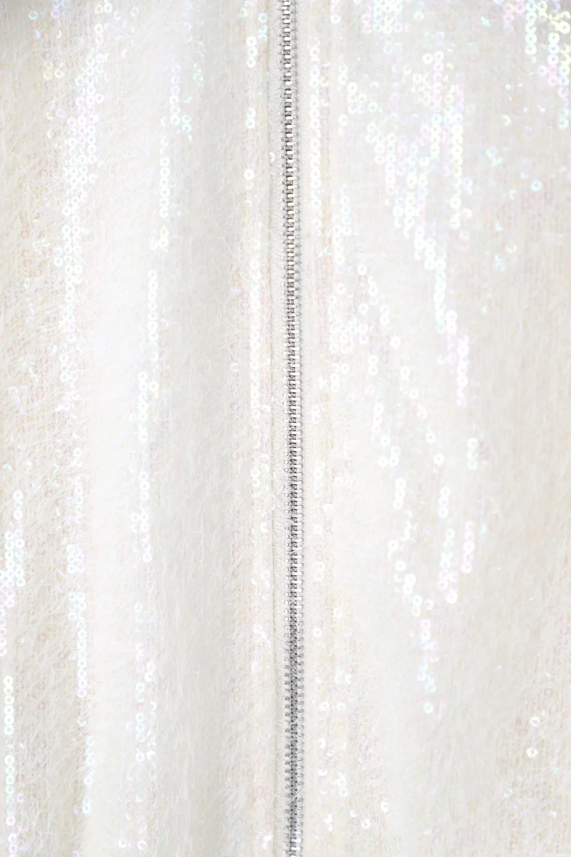 Ivory Iridescent Sequin Bomber Jacket — design detail 1