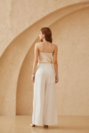 Elppis Ivory Polyester Lace Trim Camisole, editorial styling view on model — SKU 1B5C04582WW