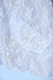 Light Blue Beaded Lace Bomber Jacket — design detail 1