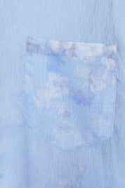Light Blue Floral Print Long-Sleeve Shirt with Pearl Button Embellishments — design detail 2