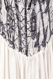 Off-White Sleeveless Maxi Dress with Black Ethnic Embroidery — Product Detail 1