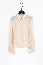 Cream Sheer Blouse with Collar and Puff Sleeves product detail 1 – Elppis P2F1604P-1