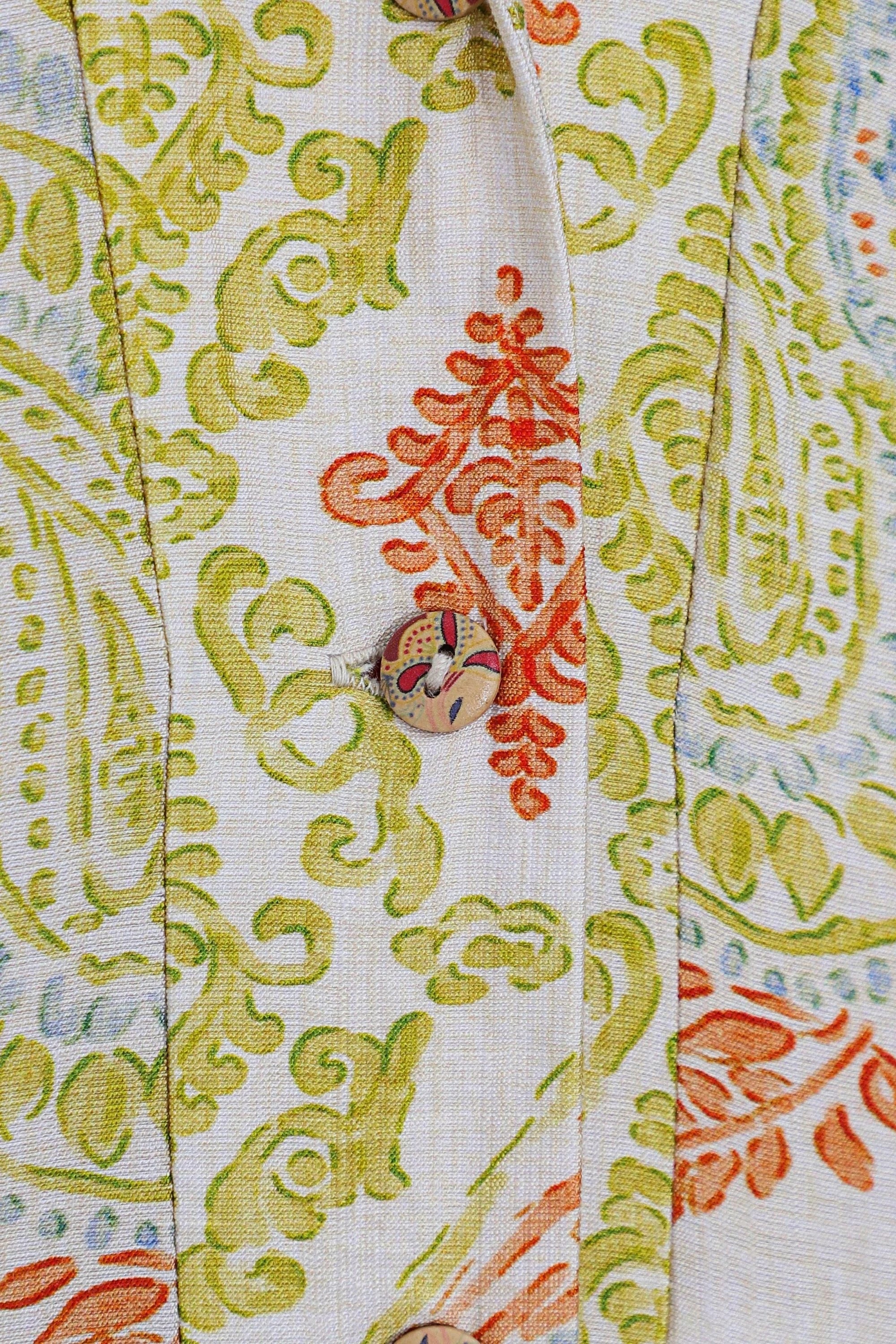 Paisley Print Viscose-Nylon Blend Midi Shirt Dress — Product Detail 2