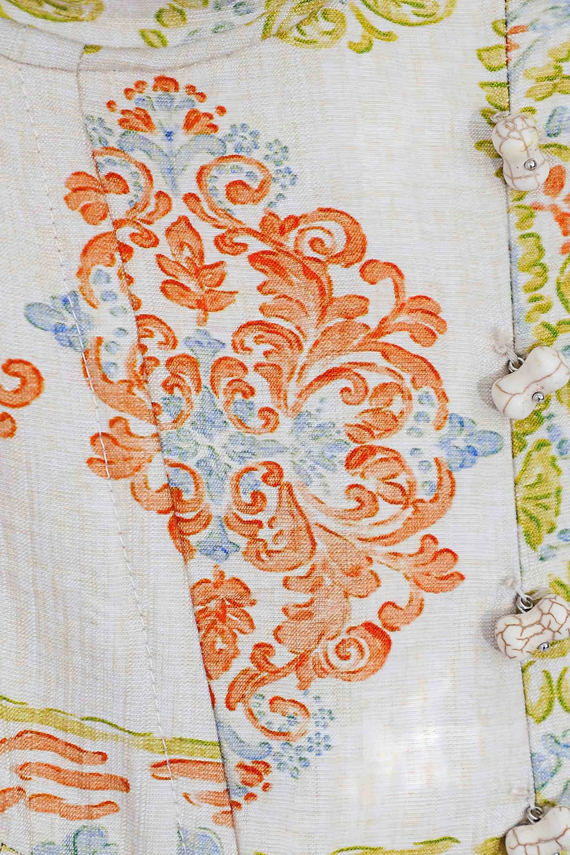 Paisley Print Viscose-Nylon Blend Puff-Sleeve Dress — Product Detail 1