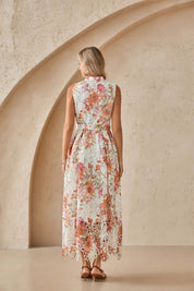 Elppis Sleeveless Cutout Lace Midi Shirt Dress, editorial styling view on model — SKU 1J5K09813BR