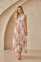 Elppis Sleeveless Cutout Lace Midi Shirt Dress, editorial styling view on model — SKU 1J5K09813BR