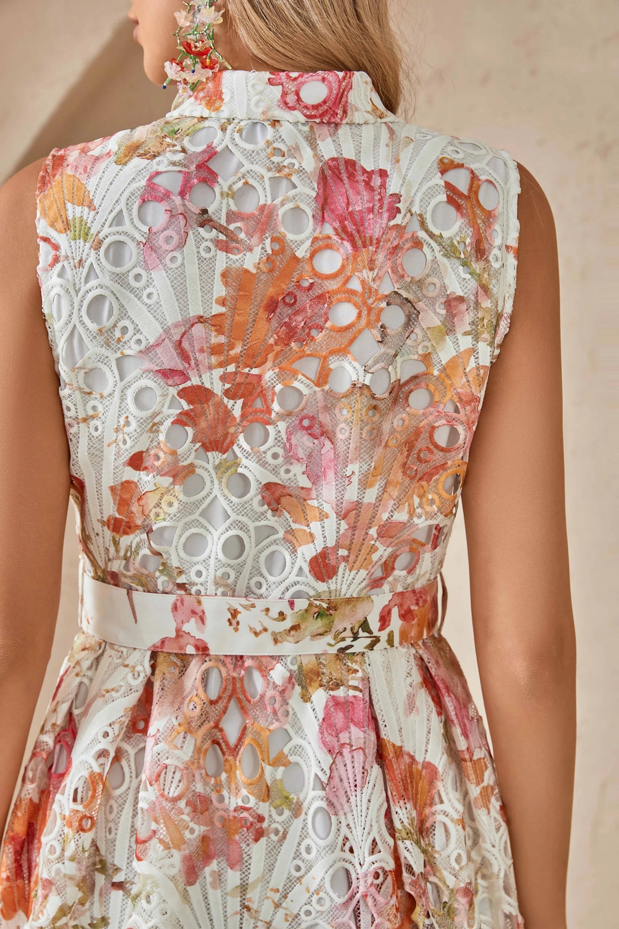 Elppis Sleeveless Cutout Lace Midi Shirt Dress, product detail view — SKU 1J5K09813BR