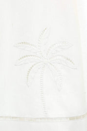 White Linen Midi Skirt with Palm Tree Eyelet and Lace Detail product detail 1 – Elppis UV4J9811F