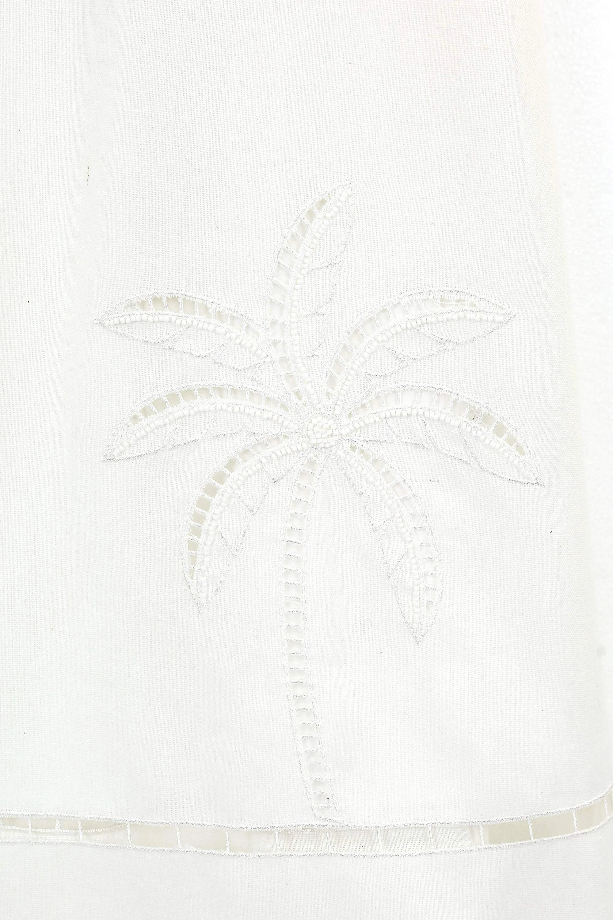 White Linen Midi Skirt with Palm Tree Eyelet and Lace Detail product detail 1 – Elppis UV4J9811F