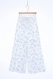 Elppis White and Blue Floral Quilted Short-Sleeve Blouse, product packshot on white background — SKU JD4E5565BO