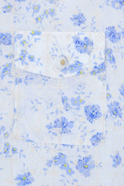 Elppis White and Blue Floral Quilted Wide-Leg Pants, product detail view — SKU JD4I5566BO
