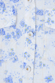 Elppis White and Blue Floral Quilted Wide-Leg Pants, product detail view — SKU JD4I5566BO