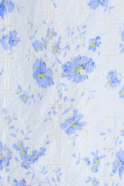 Elppis White and Blue Floral Quilted Wide-Leg Pants, product detail view — SKU JD4I5566BO