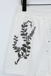 Elppis White Cotton Sequin Leaf Blouse, product detail view — SKU UV4F6294BK